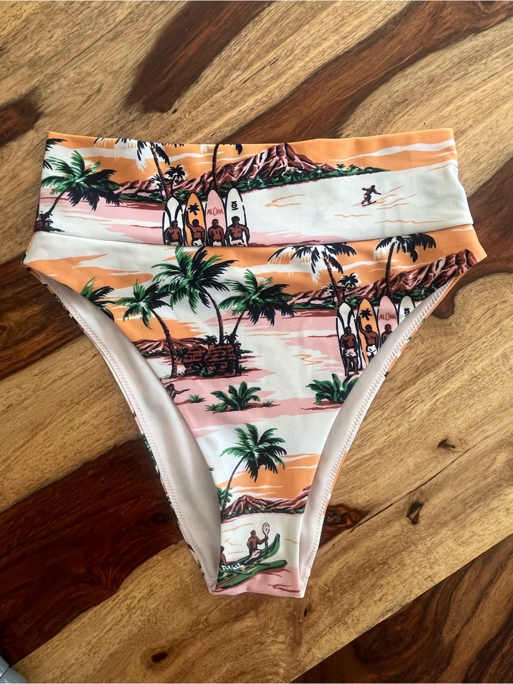Aerie High Cut Cheeky High Waisted Tropical Retro Swim Bikini Bottoms
